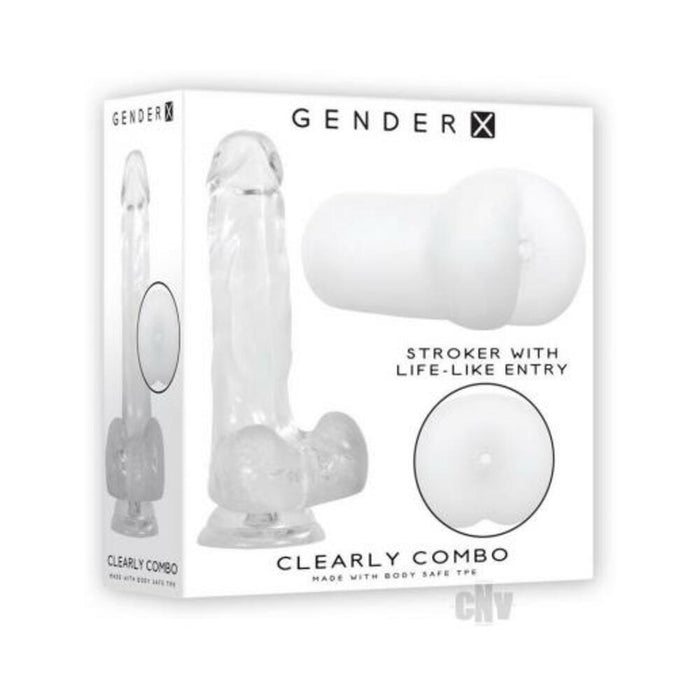 Gender X Clearly Combo Dildo And Stroker Clear | SexToy.com