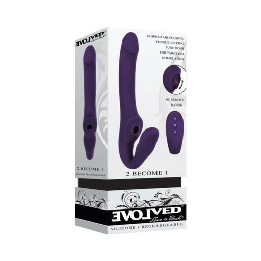 Evolved 2 Become 1 Silicone Rechargeable Strapless Strap-on Purple | SexToy.com