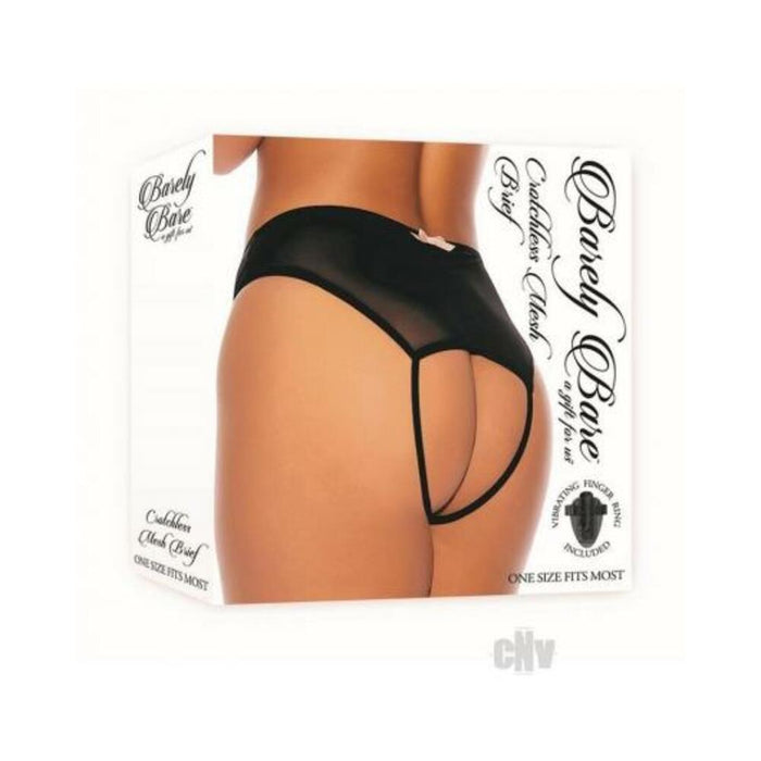 Barely B Crotchless Mesh Brief Blk Os