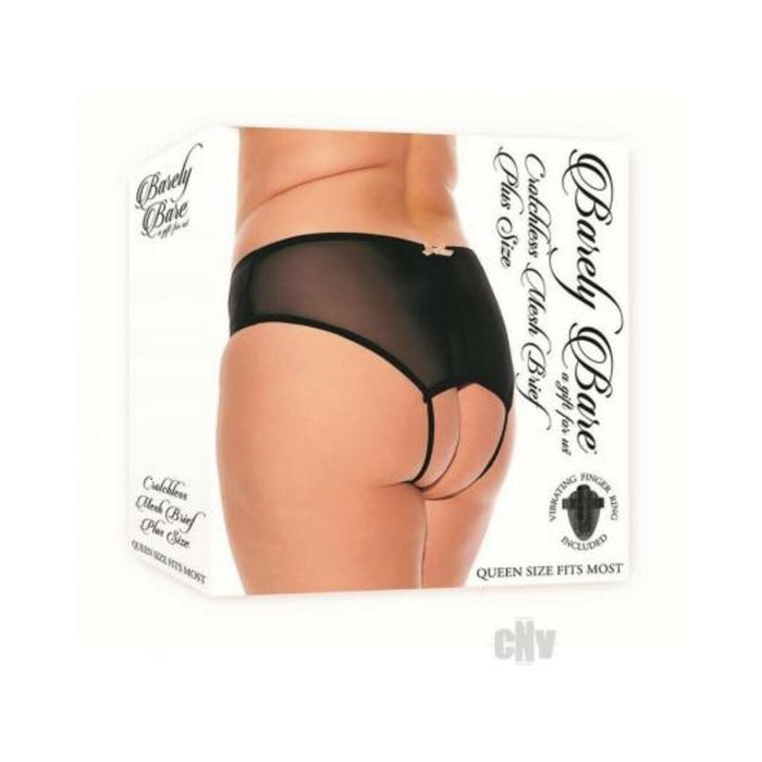 Barely B Crotchless Mesh Brief Blk Pls