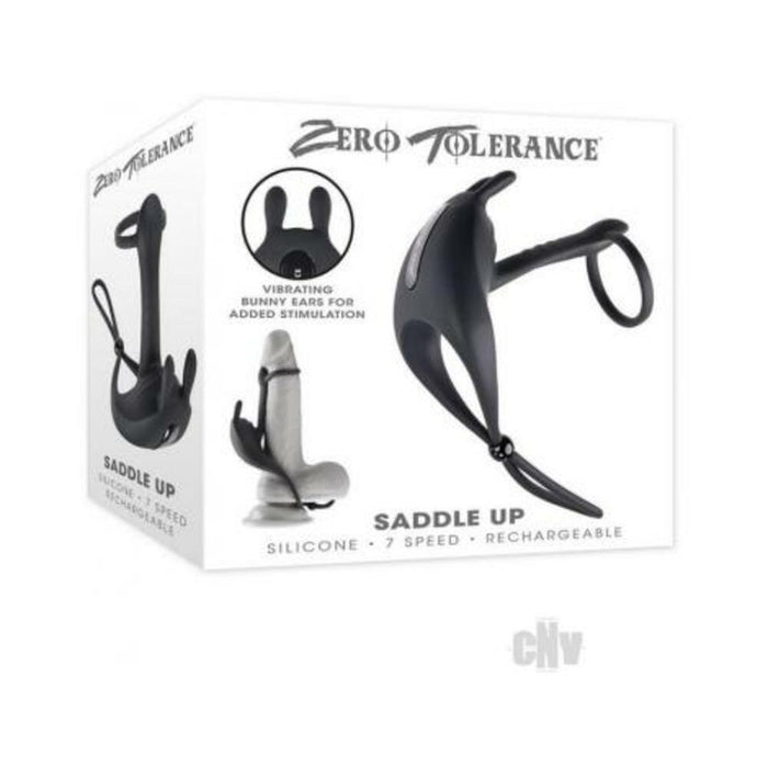 Zero Tolerance Saddle Up Rechargeable Vibrating C-ring & Girth Enhancer Silicone Black