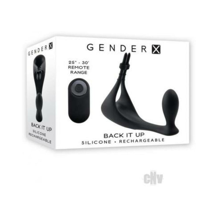 Gender X Back It Up Rechargeable Lasso C-ring And Plug With Remote Silicone Black