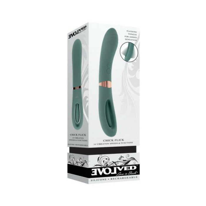 Evolved Chick Flick Rechargeable Vibrator With Flicker Silicone Mint