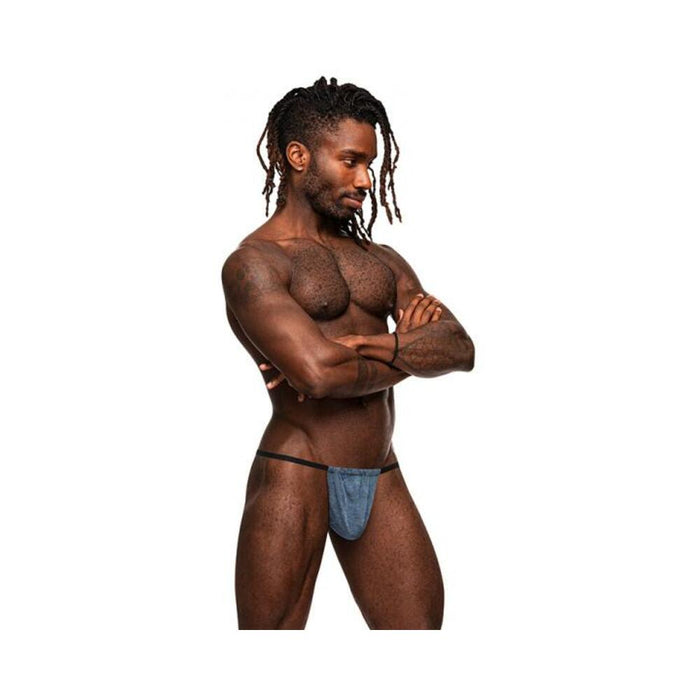 Male Power Inter-mingle Posing Strap Blue O/s