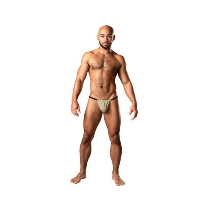 Male Power Cabana Banana Posing Strap Yellow/grey O/s