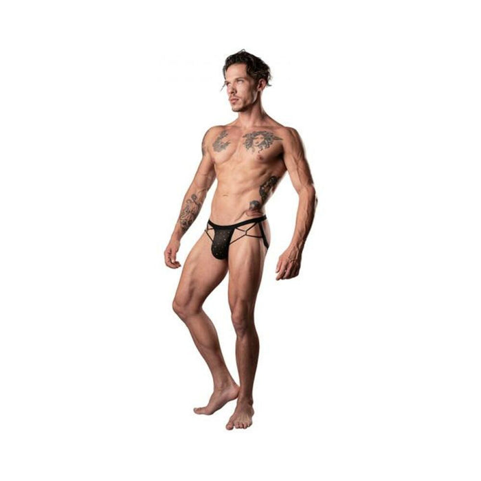 Male Power Show Stopper Jock Silver Mesh Dot L/xl