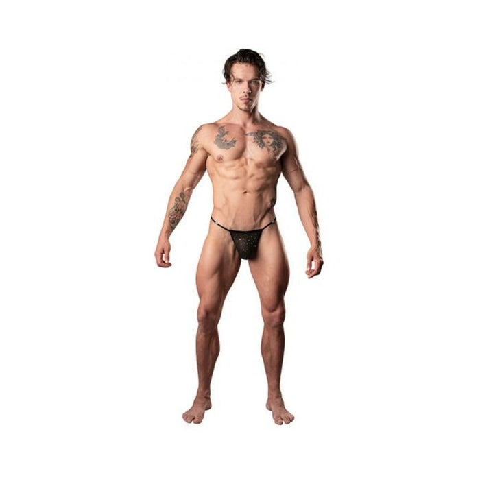 Male Power Show Stopper Posing Strap Silver Mesh Dot O/s