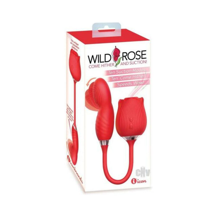 Wild Rose Suction & Come Hither Vibrator - Red