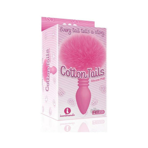 The 9's Cottontails Silicone Bunny Tail Butt Plug Ribbed Pink | SexToy.com