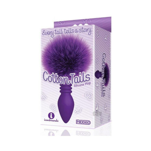 The 9's Cottontails Silicone Bunny Tail Butt Plug Ribbed Purple | SexToy.com