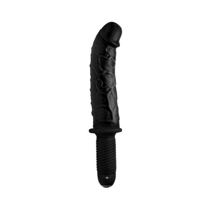 The Curved Dicktator Vibrating Giant Dildo Thruster Black