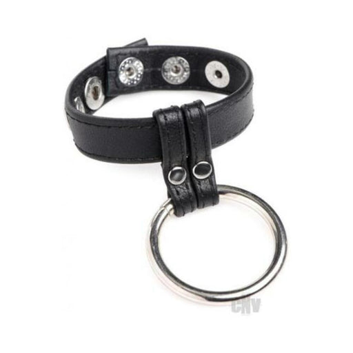 Cg Leather/steel Cock And Ball Ring Black | SexToy.com