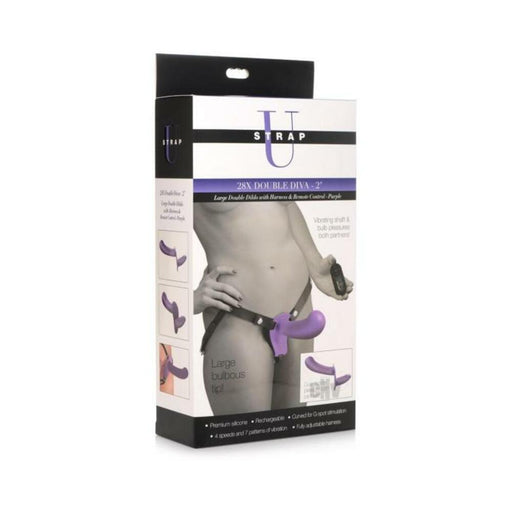 Strap U 28x Lg Dbl Dildo Harn/rc Purple | SexToy.com