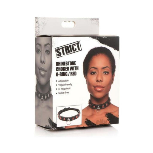 Strict Rhinestone Chocker W/ring Red | SexToy.com