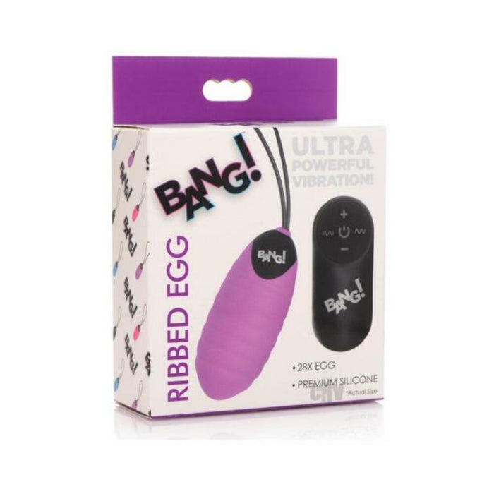 Bang 28x Ribbed Silicone Egg Purple | SexToy.com