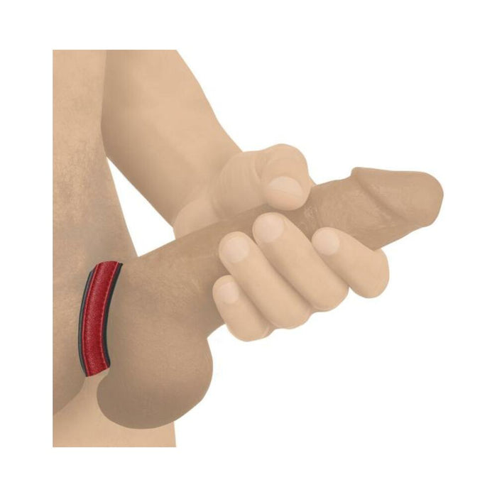 Strict Cock Gear Velcro Leather Ring Red