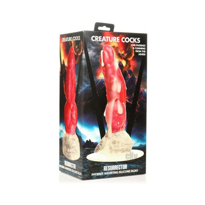 Creature Cocks Resurrector Phoenix Squirting Silicone Dildo - Red/white
