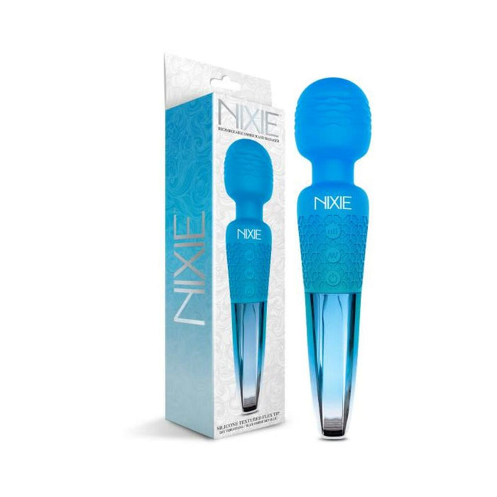 Nixie Rechargeable Wand Massager Blue Ombre Metallic | SexToy.com
