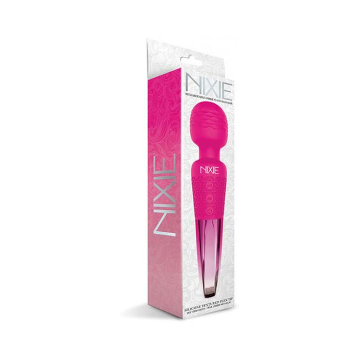 Nixie Rechargeable Wand Massager Pink Ombre Metallic | SexToy.com