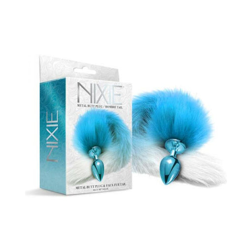 Nixie Metal Butt Plug With Ombre Tail Blue Metallic | SexToy.com