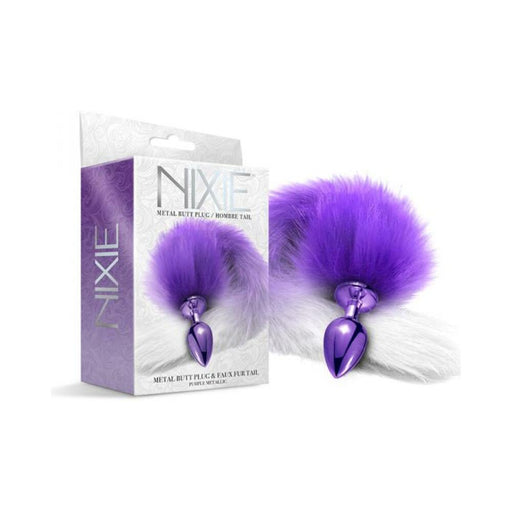 Nixie Metal Butt Plug With Ombre Tail Purple Metallic | SexToy.com