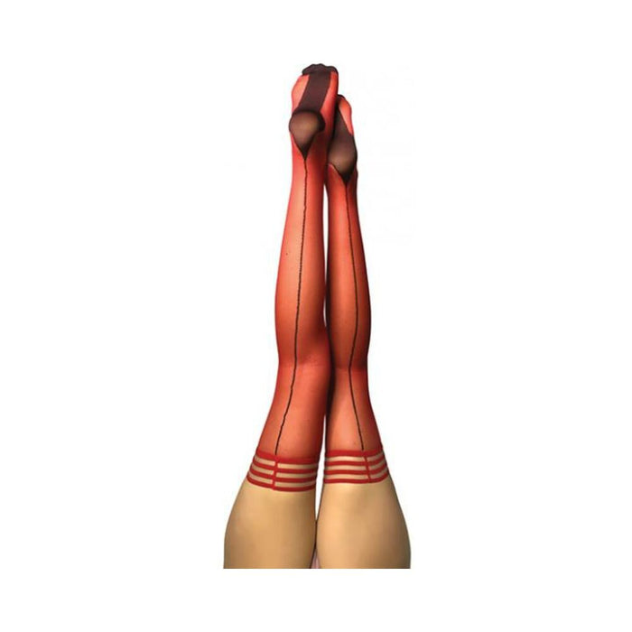 Kixies Monica Red Sheer With Black Seam And Cuban Heel - Size B | SexToy.com