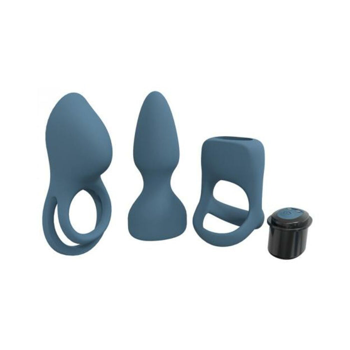 Loveline Pleasure Kit 10 Speed Silicone Rechargeable Waterproof Blue Grey