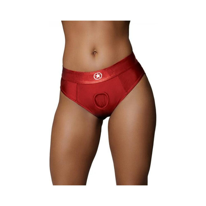 Ouch! Vibrating Strap-on Thong With Removable Butt Straps Red M/l