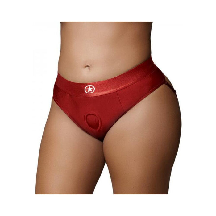 Ouch! Vibrating Strap-on Thong With Removable Butt Straps Red Xl/xxl