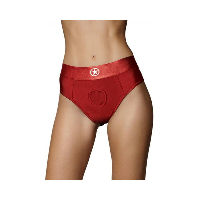 Ouch! Vibrating Strap-on Thong With Removable Butt Straps Red Xs/s