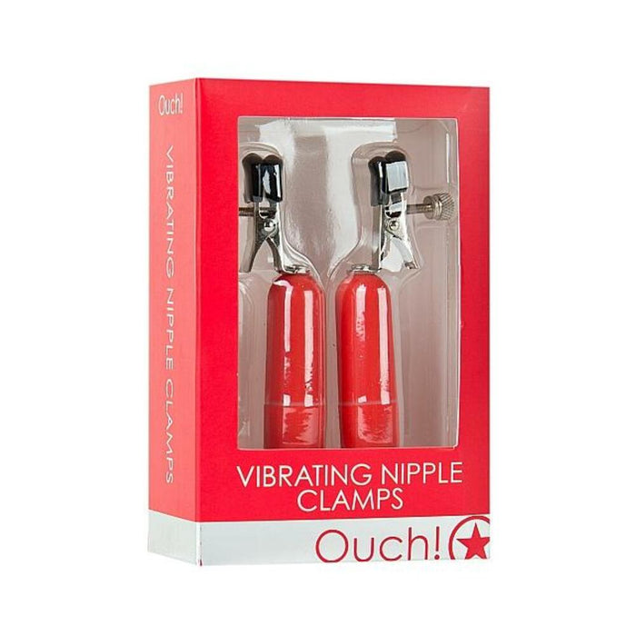 Ouch Vibrating Nipple Clamps Red