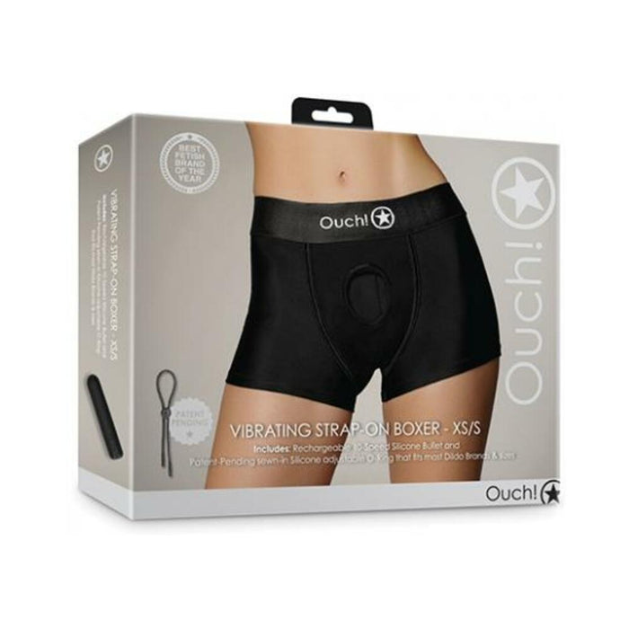 Shots Ouch Vibrating Strap On Boxer - Black Xs/s