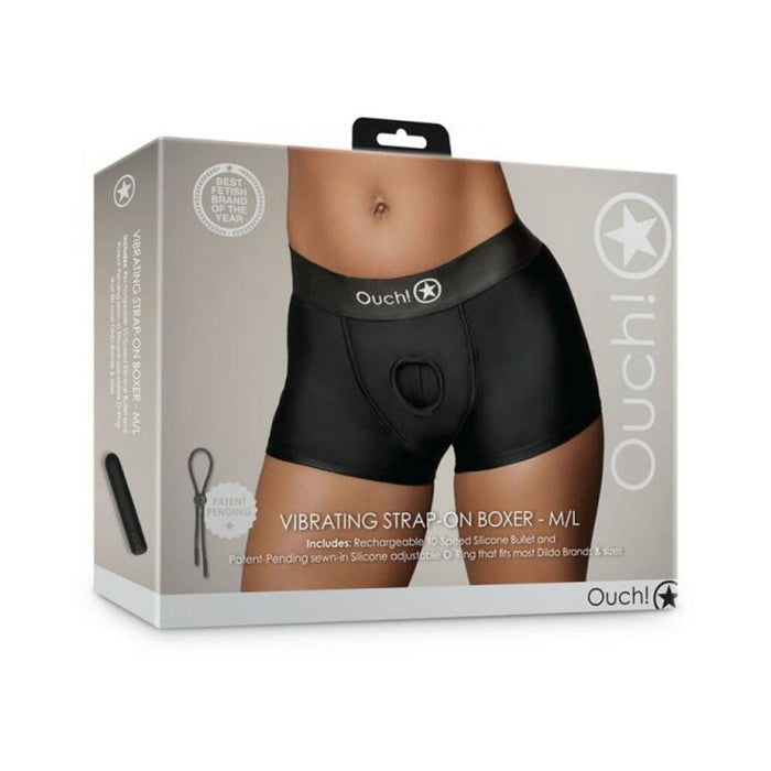 Shots Ouch! Vibrating Strap-on Boxer Black M/l