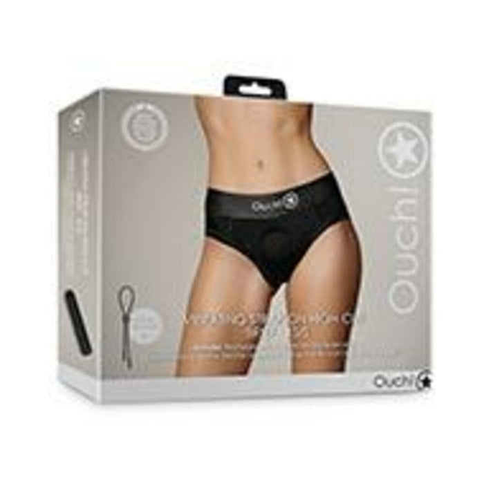 Shots Ouch Vibrating Strap On High-cut Brief - Black Xs/s