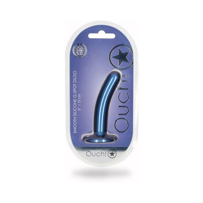 Shots Ouch! Smooth Silicone 5 In. G-spot Dildo Metallic Blue