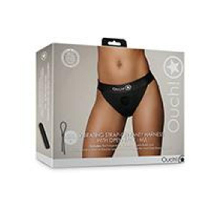 Shots Ouch Vibrating Strap On Panty Harness W/open Back - Black M/l