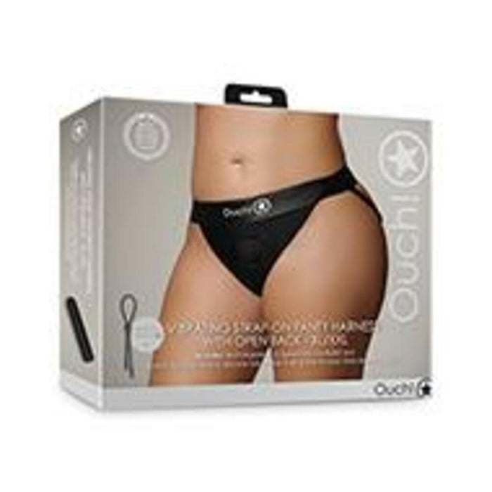 Shots Ouch Vibrating Strap On Panty Harness W/open Back - Black Xl/xxl