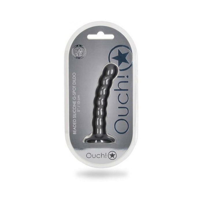 Shots Ouch! Beaded Silicone 5 In. G-spot Dildo Gunmetal