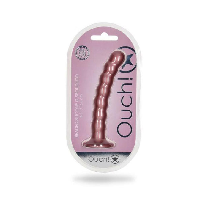 Shots Ouch! Beaded Silicone 6.5 In. G-spot Dildo Rose Gold