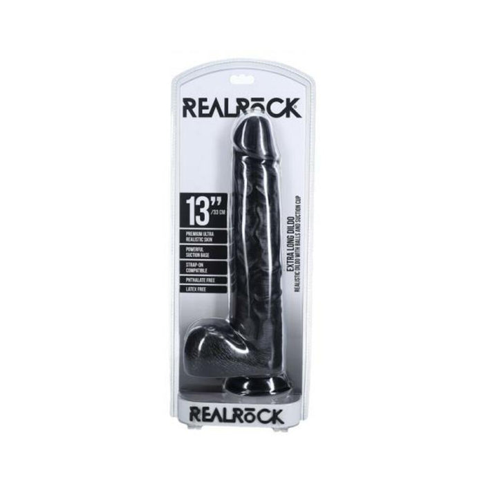 Realrock Extra Long 13 In. Dildo With Balls Black