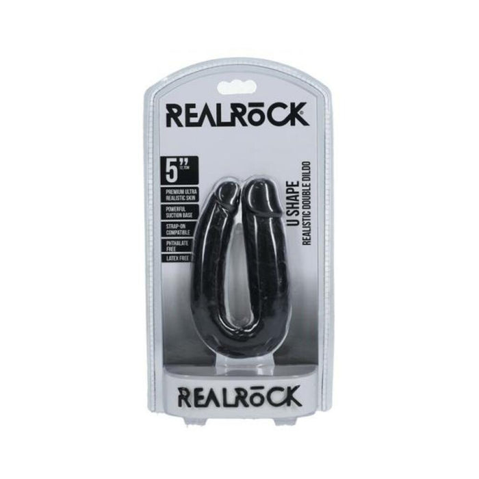 Realrock 5 In. U-shaped Double Dildo Black