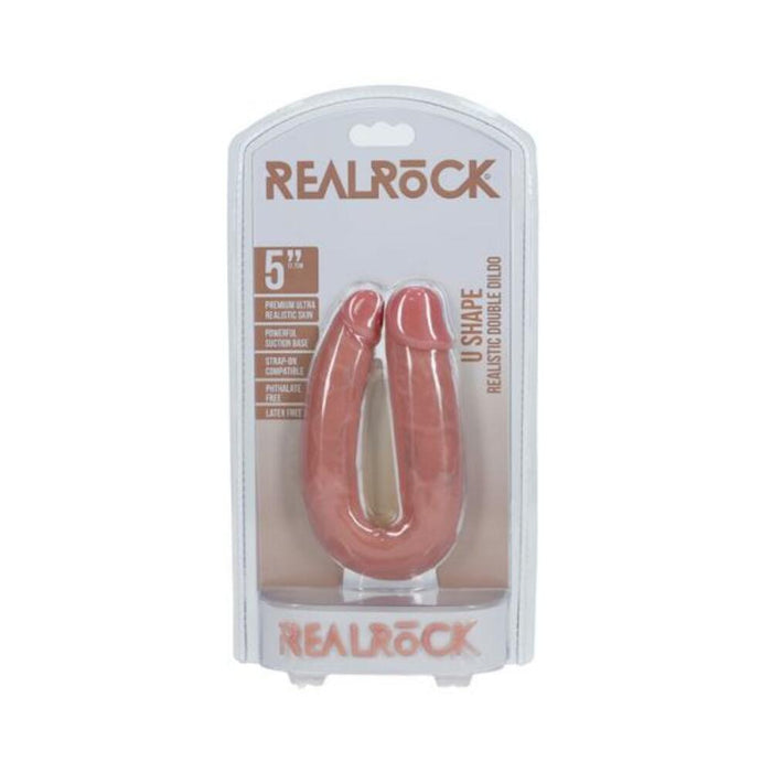 Realrock 5 In. U-shaped Double Dildo Beige
