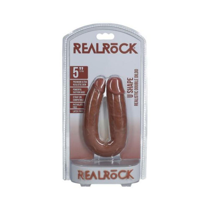 Realrock 5 In. U-shaped Double Dildo Tan