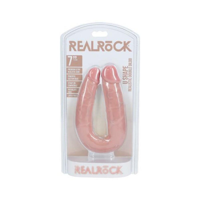 Realrock 7 In. U-shaped Double Dildo Beige