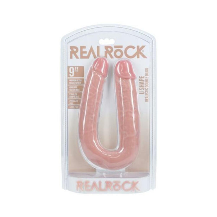 Realrock 9 In. U-shaped Double Dildo Beige