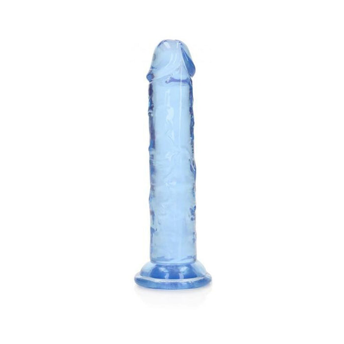Realrock Crystal Clear Straight 6 In. Dildo Without Balls Blue