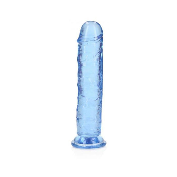 Realrock Crystal Clear Straight 7 In. Dildo Without Balls Blue