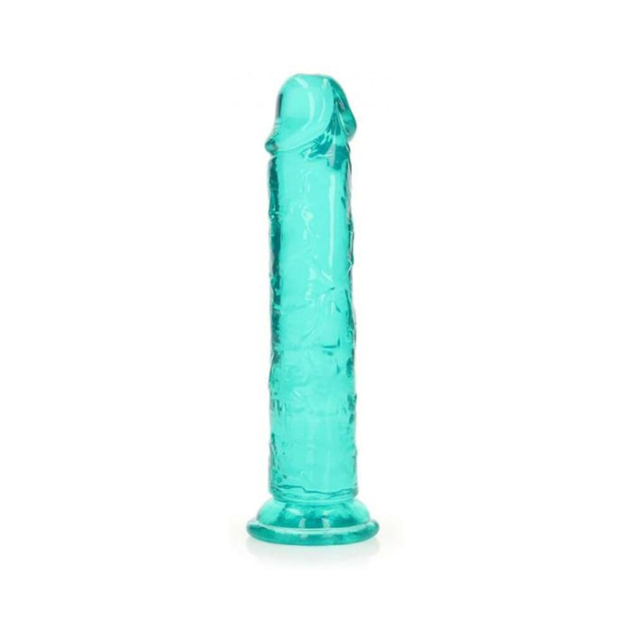 Realrock Crystal Clear Straight 7 In. Dildo Without Balls Turquoise
