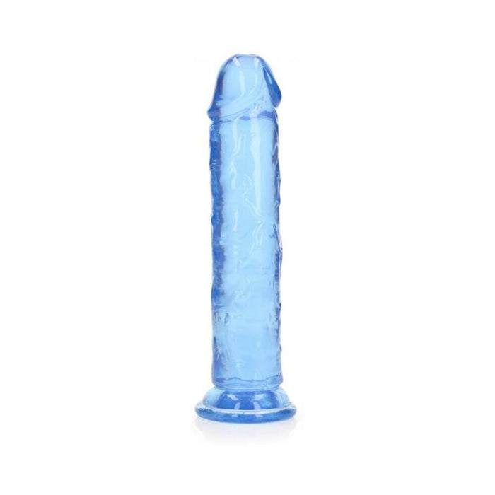 Realrock Crystal Clear Straight 8 In. Dildo Without Balls Blue