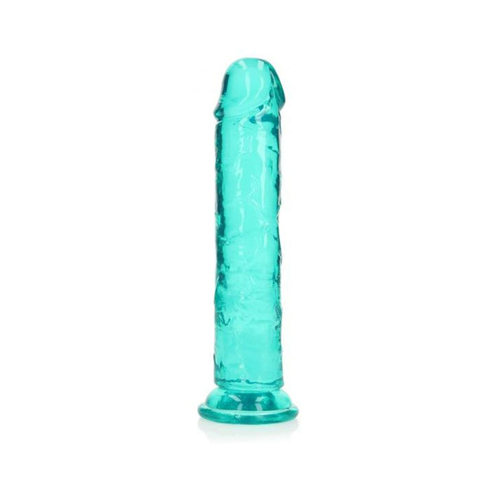 Realrock Crystal Clear Straight 8 In. Dildo Without Balls Turquoise